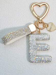 字母首字母钥匙扣可爱蝴蝶钥匙链环钱包包背包挂饰耳塞套保护套配饰女士女孩礼物汽车配饰包饰学校 - 銀色 - 查看 23