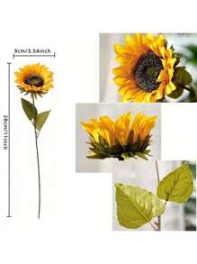 7 piezas, flores de girasol realistas para manualidades DIY y decoración del hogar - Flores artificiales en floración para ramos de novia y decoraciones de mesa. Adecuado para decoración de verano, decoración del hogar, decoración del dormitorio, decoración de la casa, decoración de la sala de estar, decoración de la habitación, decoración de cumpleaños, decoración de bodas