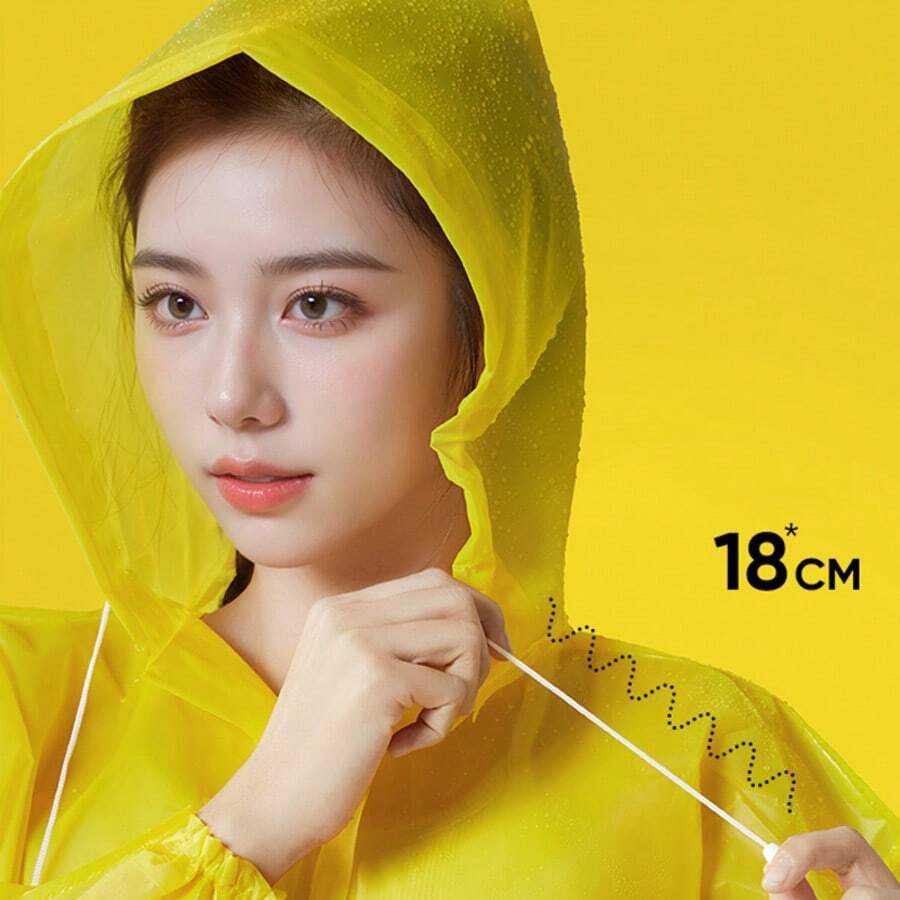 Raincoat With Thick And Long Transparent Reinforced Reusable Gabardine - Màu vàng - Xem 1