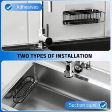 Cisily Kitchen Sink Caddy Sponge Holder In The Sink, Stainless Steel Kitchen Sink Organizer, Brush Holder, Dish Cloth Hanger, Sink Stopper Holder With 2 Installation Ways (Black)2025 - 不銹鋼 - 查看 2