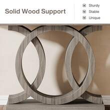 Tribesigns 55-Inch Console Table With Geometric Wood Base, Modern Entryway Table With Thick Tabletop For Living Room, Hallway, Foyer - 灰色 - 查看 6