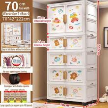 5/4/3/2/1-Layer Foldable Wardrobe Cabinet, Free Installation, Home Bedroom Adult Closet Storage Organizer - Cartoon - View 26