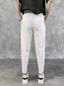 Men's High Waisted Loose Tapered Casual Pants With Hook And Loop Closure