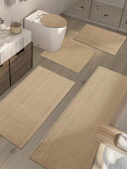 Quick-Drying Bath Mat, Ultra-Thin Linen Bath Mat, Water-Absorbing Bathroom Mat, Non-Slip Bathroom Mat