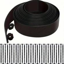 [1 conjunto de cercas de jardim] 1 conjunto de bordas de gramado de plástico de 196,85 polegadas com 15 estacas de madeira, barreira de borda de gramado macia fácil de instalar para decoração de jardim, divisor de jardim de plástico para uso externo