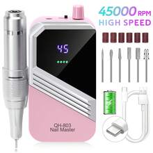 45000RPM 充电式电动美甲钻机带 USB 接口指甲油去除钻套装美甲打磨机低噪音 - 查看 1