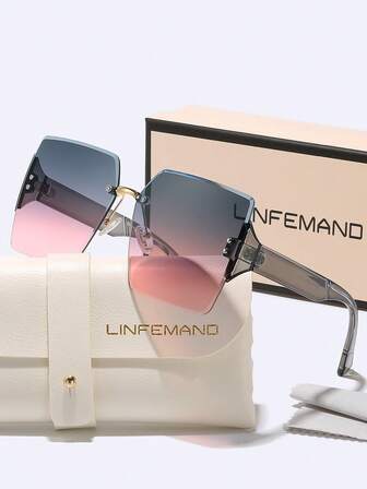  LINFEMAND Modische quadratische rahmenlose Dekogläser für Frauen, geeignet für Sommerstrandpartys, Festivals als Geschenk