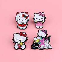 Sanrio Set de 4 piezas de pines esmaltados lindos, insignias para solapa, broches para mochilas, mujeres, ropa, regalo, joyería, accesorios de moda