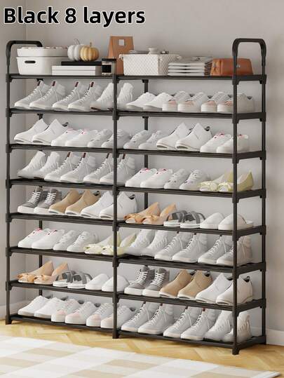 1 pièce Nouveau Etagère à chaussures ménagère à 2-8 niveaux à double rangée, étagère de rangement pratique à montage simple, décoration d'intérieur d'automne