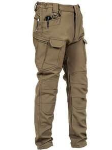 Men's Winter Soft Shell Fleece - Lined Charging Pants - Windproof, Waterproof & Thickened For Outdoor & Mountaineering - 04 - 查看 2