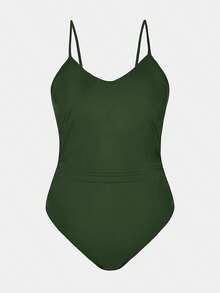 Women's Swimsuits Bathing Suits Cutout Tummy Control Adjustable Straps O Ring 2025 - Màu xanh lá cây đậm - Xem 5