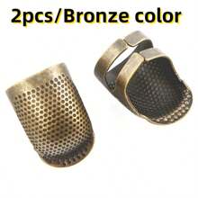 2-4 Peças Anel Ajustável Vintage de Proteção de Dedo em Bronze Envelhecido, Protetor de Agulha Prensado Artesanal Envelhecido