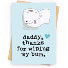 Funny First Fathers Day Cards Gifts For New Dad, Cute 1st Father's Day Card Gift From Baby Son Daughter, Baby Daddy Fathers Day Card, Thanks For Wiping My Bum Envelope + Greeting Card + One Golden Sealing Stickerschool Supplies,Back To School