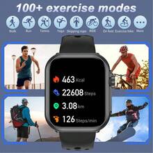 ESFOE LIGE新款智能手表1000mAh超大容量电池，100+运动模式，支持自定义表盘，天气预报，LED手电筒，音乐播放，语音助手，时尚女士多功能智能手表