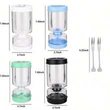 1pc 7 Inch / 7 .48 Inch Black Pickle Container With Strainer Wet Bring Two Forks And Dry Separation Pickle And Olive Jar Blue Leakproof Airtight Food Containers Upside Down Pickle Container Reusable For Food Storage Cucumber Olives Glass Material Is Leak-Proof Kitchen Storage Tank (White And Green Pickle - Multicolor - View 3