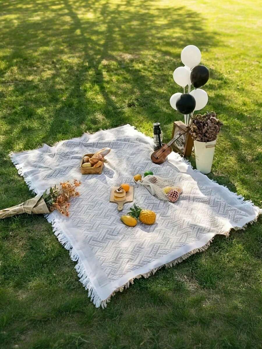 1PC Boho Style Piknik Mata Kempingowa Obrus Zewnętrzny Trawnik Mata Kempingowa Obrus Boho Style Koc Do Spania Namiot Mata Odporna Na Wilgoć Piknik Mata Nadaje Się Na Zewnątrz Piknik Dekoracja Świąteczna Przyjęcie Dekoracja Sypialni/Salon Dekoracja Podróży Na Zewnątrz Walentynki Prezent Dekoracja Wnętrz, Brązowy