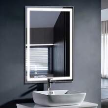 Espejo de baño con luz LED 24x36 sin marco, espejo iluminado para tocador montado en la pared, antivaho, 3 modos de color, regulable sin escalonamientos en la parte delantera - 1 - Ver 2