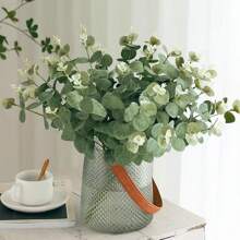 12/20pcs,Simulated Money Leaf Eucalyptus Green Plant, Ins Mori Style Wedding Flower Arrangement Accessories And Home Decoration Fake Leaves