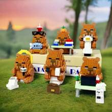 Set de blocuri de construcție Capybara drăguțe cu peste 500 de bucăți, decor de masă și ameliorarea stresului, cadou pentru casă/birou, figurină DIY, potrivit pentru ziua de naștere, Ziua Tatălui, Ziua Mamei, nuntă, absolvire