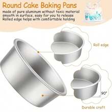 1 peça/3 peças/4 peças, Forma de Bolo Fixa de Alumínio Antiaderente, Assadeira Antiaderente, 4in/5in/6in/8in, Diversos Tamanhos, Perfeita para Mousse e Decorações de Natal, Forma de Bolo Redonda, Suprimentos de Ferramentas de Cozimento DIY, Adequada para Bolo de Camadas Múltiplas - Adequada para Festas, Casamentos, Aniversários, Dia dos Namorados, Dia dos Pais