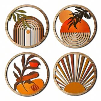4 piezas de decoración rústica de granja de estilo bohemio, esculturas colgantes de pared, para sala de estar, dormitorio, patio rural, regalo de inauguración de la casa