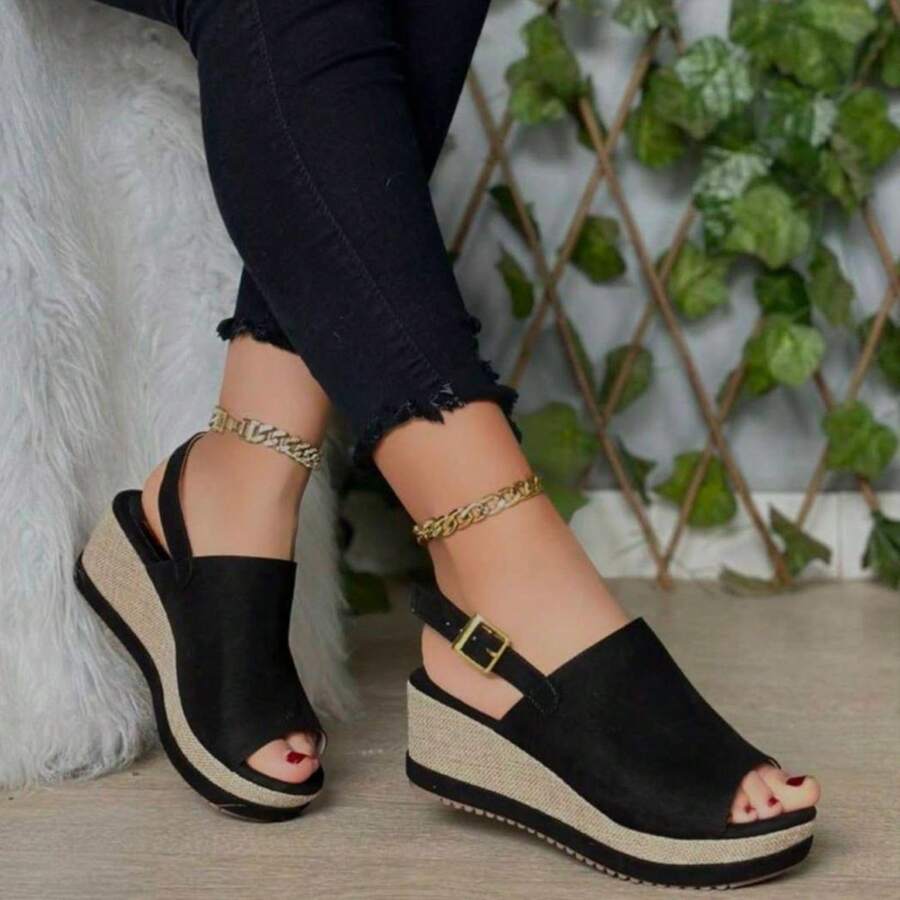 Plataforma Frida  Liso  Glamour  Poliuretano  Gasa      Fiesta - Negro - Ver 1