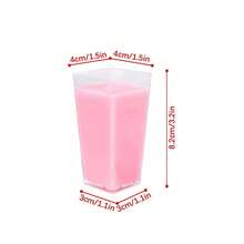 20pcs 3oz Mini Square Plastic Dessert Cups, Suitable For Party Desserts, Jelly, Mousse, Fruit Pudding - Transparent - View 2