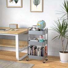 3 Tier Metal Multipurpose Wheeled Storage Tray Carts - 3 Colours Available - White - View 4
