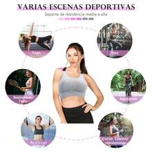 Top deportivo correr Yoga push up de calidad moda Gym, brasier deportivo mujer de transferencia de humedad y secado rápido - Gris - Ver 4