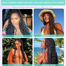 22 Inch Human Braiding Hair For Boho Braids Deep Wave Bulk Human Hair 100% Unprocessed Brazilian Virgin Hair For Braiding Bohemian No Weft 3 Bundles 110g Natural Color - Natural Black - View 8