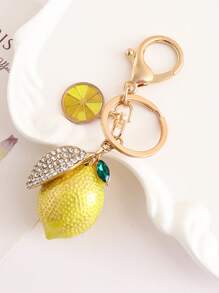Creative New Rhinestone Decor Lemon Shape Keychain, Perfect For Women, Bag Charm, Car Key Chain Car Accessories School Cute Goth Y2k Christmas Gift Ideas Bag Accessories Lanyards With Id Holder Car Accessories Bag Charms Car Teacher Friend Sister