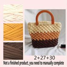 300g/90m 100% Fil de t-shirt en polyester, tissu élastique pour les chemises au crochet, fil de tissage épais fait main, utilisé pour le crochetage de sacs/paniers/tapis, la décoration d'intérieur, les artisanat fait main (les produits de crochet finis doivent être faits à la main)