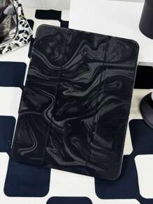 1 Piece Black Minimalist Line Drawing Cat Clear Acrylic Velvet Back Cover Folio Case With Pen Slot, Foldable Stand, Magnetic Sleep/Wake, Compatible With IPad