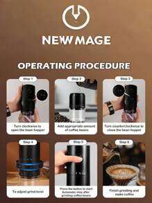 RAF Portable Electric Coffee Grinder - USB Charged 1500mAh, 38-Step Adjustment, Holds Up To 25g (4.06oz) For Espresso/Drip/Cold Brew, With 18650 Lithium Battery, Minimalist Black And White Design, Modern Kitchen Gadget | Rechargeable Coffee Grinder, Espresso Coffee Grinder**
