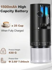 RAF Portable Electric Coffee Grinder - USB Charged 1500mAh, 38-Step Adjustment, Holds Up To 25g (4.06oz) For Espresso/Drip/Cold Brew, With 18650 Lithium Battery, Minimalist Black And White Design, Modern Kitchen Gadget | Rechargeable Coffee Grinder, Espresso Coffee Grinder**