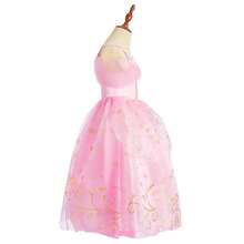 5 件套女童粉色花卉图案无袖连衣裙配配饰手套服装，儿童公主装，适合万圣节、圣诞节、狂欢节角色扮演 - 粉色 - 查看 4