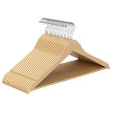 Wooden Hangers, Pack Of 20, Pack Of 30, Coat Hangers, Pants Bar, 360° Swivel Hooks, Solid Birch Wood, For Jackets, Shirts, Coats, Natural Beige