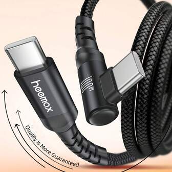 [100W 快速充电线] 100W Type-C 转 Type-C 快速充电线，90° 度弯头兼容 15 Pro Pro Max Plus iPad Pro Air5 Sam.Sung Xiao.Mi Redmi OnePlus Vivo OPPO 3.3 英尺 6.6 英尺 10 英尺兼容 16、16 Pro Max、15、15 Plus、15 Pro、15 Pro Max，兼容 Redmi，兼容 OnePlus Type C，充电器