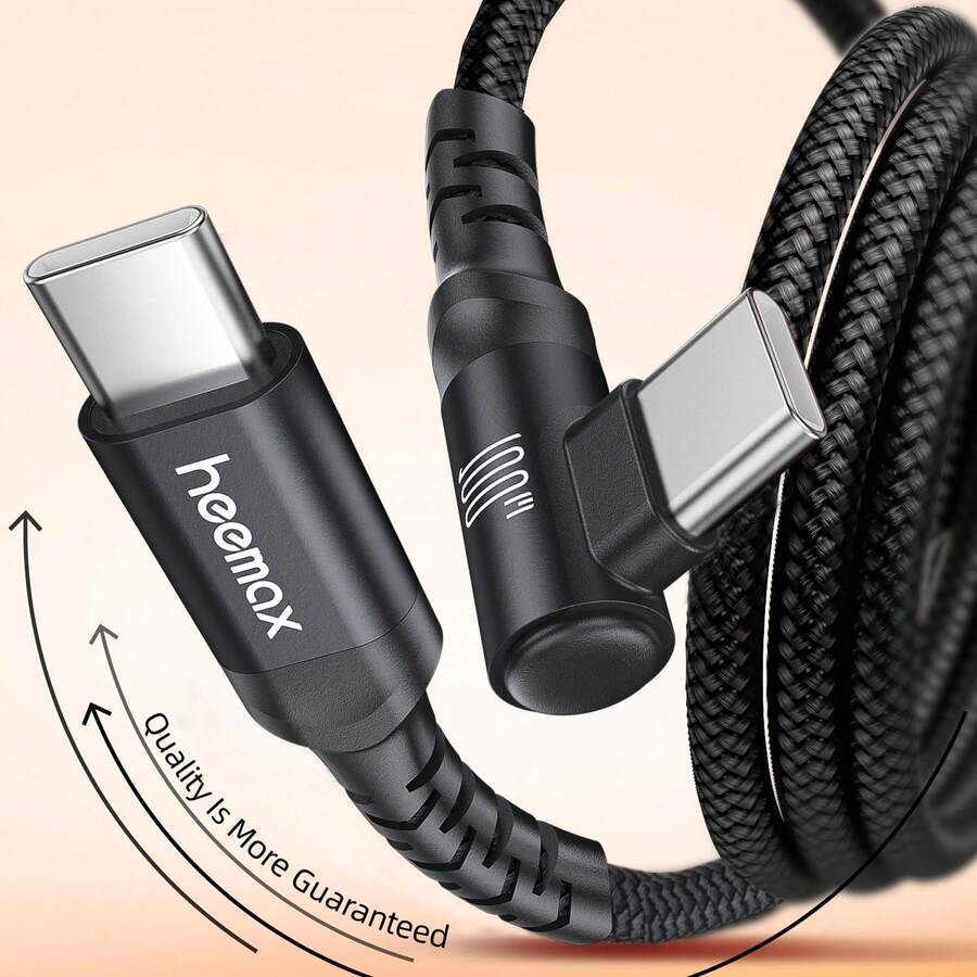 [100W 快速充电线] 100W Type-C 转 Type-C 快速充电线，90° 度弯头兼容 15 Pro Pro Max Plus iPad Pro Air5 Sam.Sung Xiao.Mi Redmi OnePlus Vivo OPPO 3.3 英尺 6.6 英尺 10 英尺兼容 16、16 Pro Max、15、15 Plus、15 Pro、15 Pro Max，兼容 Redmi，兼容 OnePlus Type C，充电器