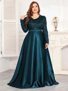 hezixi High Quality Elastic Sequin V-Neck Cover Sleeves With Slim Fit And Fishtail Hem Design, Plus Size Featuring A Elegant And Luxurious Long Dress For Women,Making Women Younger And More Charming,Suitable For Various Parties, Graduations, Weddings, Events And Various Banquets And Dancing Parties,Formal Ball Gown For Women (Deluxe Edition)