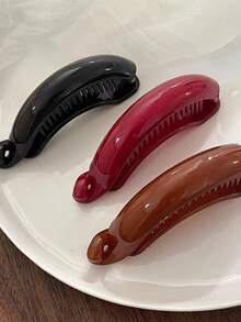 3 件韩国简约时尚高马尾夹，复古扭纹香蕉发夹，女士配饰