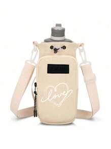 `1PC Nylon Water Bottle Carrier With Adjustable Shoulder Strap, Insulated Outdoor Hiking Camping Travel Accessory With Zippered Pockettravel Organizer Small Suitcase Accessories Home Cruise Essentials Travel Bag Mini Portable Travel Organizer Portable Holiday Organizer