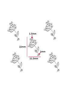 5 件空心花形不锈钢 DIY 珠宝配件、项链、服装、钥匙链吊坠，W433