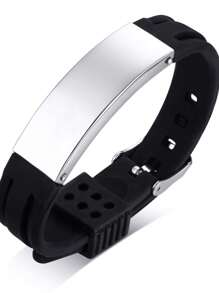 1 pezzo Bracciale regolabile in acciaio inossidabile e silicone con inciso il simbolo IP medico personalizzato, unisex per uso casual, per la Festa del papà, regalo per amici