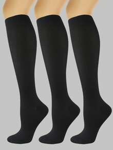 3 Pairs Unisex Compression Knee-High Elastic White Socks For Running, Fitness, Cycling, Basketball, Football, Ice Hockey, Bicycle Riding, Fall - Multicolor - View 15