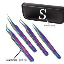 Lash Curved Tweezers Eyelash Extension Personalized Gift Set Of Professional Precision Lashing, Stainless Steel, Multicolor,Girlfriend Gift, Anniversary Gift, Women's Valentine's Day Gift, Birthday Gift, Wife's Anniversary Gift, Romantic Gift, Luxury Gift, Mother's Luxury Gift, Wife's Luxury Gift, Girlfriend's Unique Gift, Mother's Best Gift - Multicolor - View 1