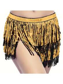 Fuste cu ciucuri și paiete cu sclipici pentru dansul din buric, fuste la modă cu curea pentru dansul din buric
