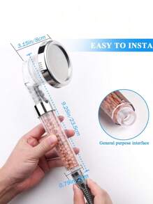 Three Modes Handheld Shower Head, Negative Ion Filter Shower Head, Transparent