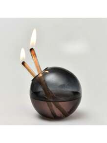 1pc Creative Grey Large Mouth Circular Glass Oil Lamp Candlestick Decoration Home Desktop Smoke Free Crispy Oil Lamp