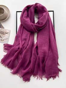 1pc Soft Muslim Hijab Solid Color Long Scarf For Sun Protection, Suitable For Mosque Use Bandana,Hair Band,Head Band Ideal For Dressing Up Your Look For Abaya - QMD602 - View 10